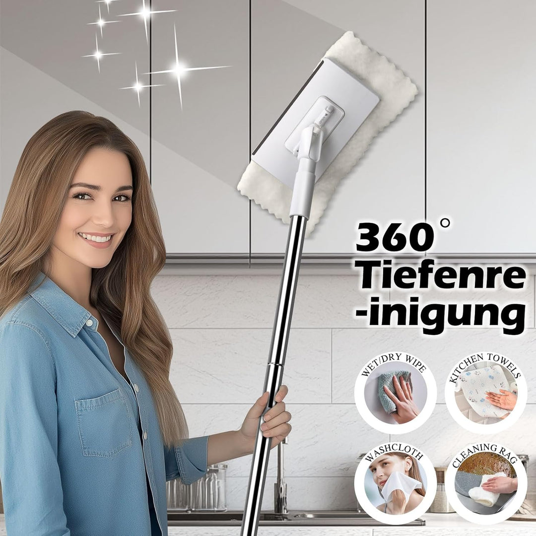 Masthome Wischmopp mit Druck-Klemm-System, Zero Touch EIN-Knopf-Wechsel Wischmopp, Bodenwischer mit