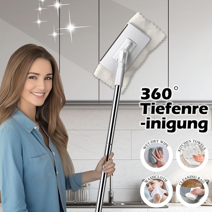 Masthome Wischmopp mit Druck-Klemm-System, Zero Touch EIN-Knopf-Wechsel Wischmopp, Bodenwischer mit