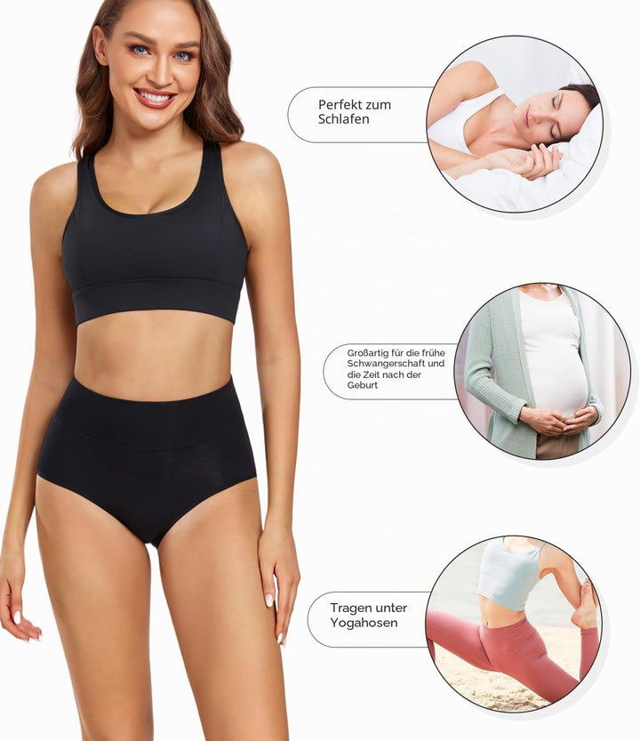 wirarpa Damen Unterhosen Baumwolle Unterwäsche Hohe Taille Slips Hoher Taillenslip für Frauen 5er Pa