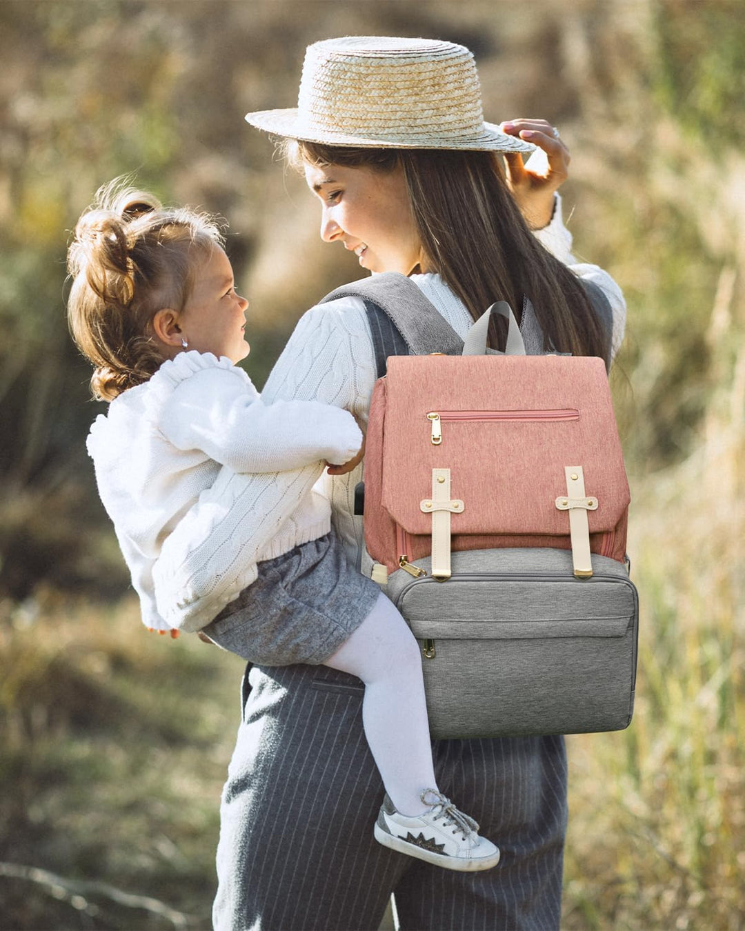 Wickeltasche Rucksack, Grosser Lässig Wickelrucksack mit Wickelunterlage und Isolierten Fächern, Was
