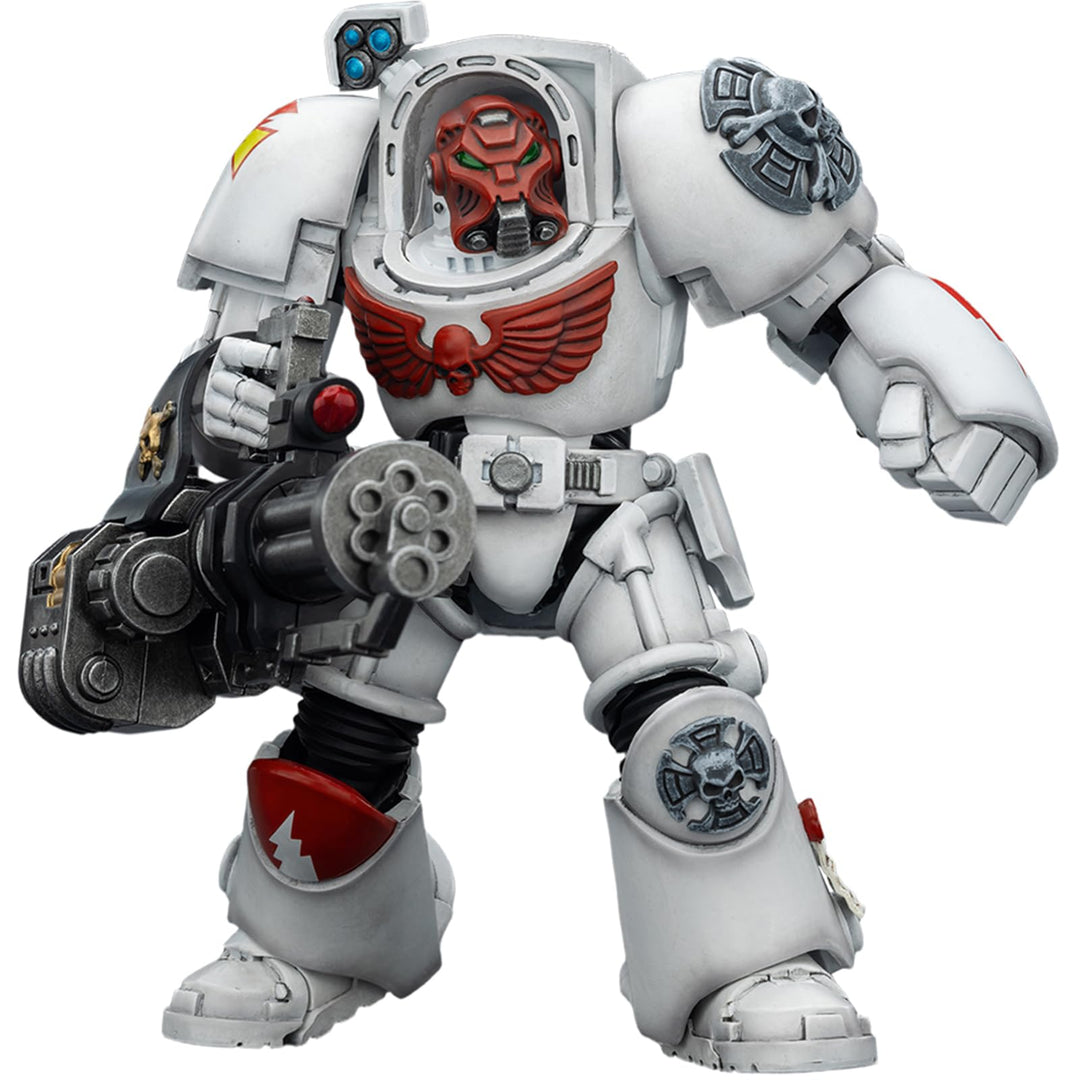JOYTOY Warhammer 40K White Scars Terminator 3 with Power Fist and Assault Cannon 1/18 Action Figur，S