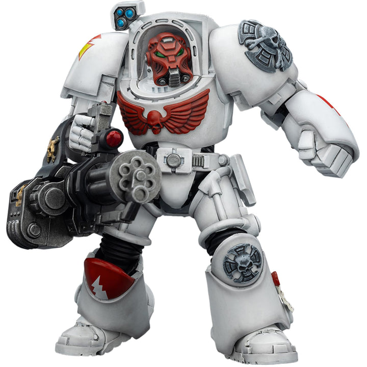 JOYTOY Warhammer 40K White Scars Terminator 3 with Power Fist and Assault Cannon 1/18 Action Figur，S