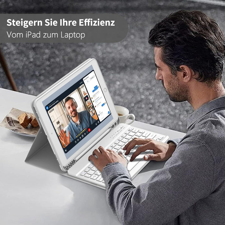 TQQ Tastatur Hülle für iPad 10.2 Zoll (9/8/7 Generation), für iPad Air 3rd und Pro 10.5, Wiederaufla