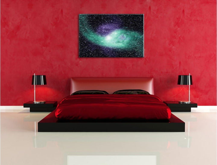 Pixxprint Ferne Galaxie im Sternenstaub Kunst Buntstift Effekt, Format: 100x70 auf Leinwand, XXL rie