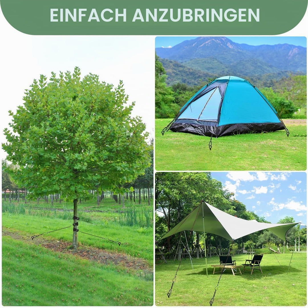 Baumstützen Set Schwerlast 3er Pack 45 cm – Spiral-Baumanker/Bodenanker mit Baumgurten, Spannschlöss