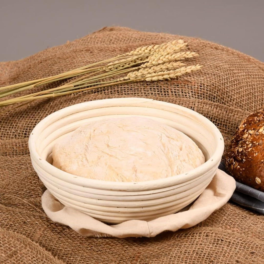 KESPER | Gärkörbchen mit Teigschaber, Material: Rattan, Textilfutter (abnehmbar), Masse: 25 cm Ø - 8