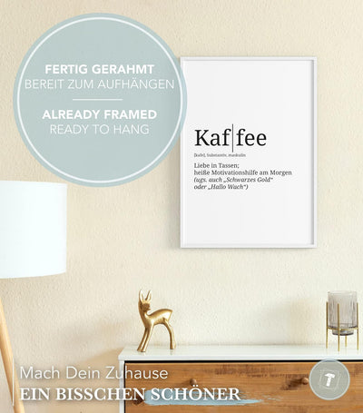 Papierschmiede® Definition: Kaffee, DIN A3 fertig gerahmt (Rahmen: Material und Farbe wählbar), Wand