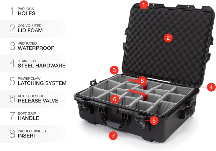 Nanuk 945 Wasserdichter Hartschalenkoffer Mit Gepolsterten Trennwänden - Schwartz Schwarz Gepolstert