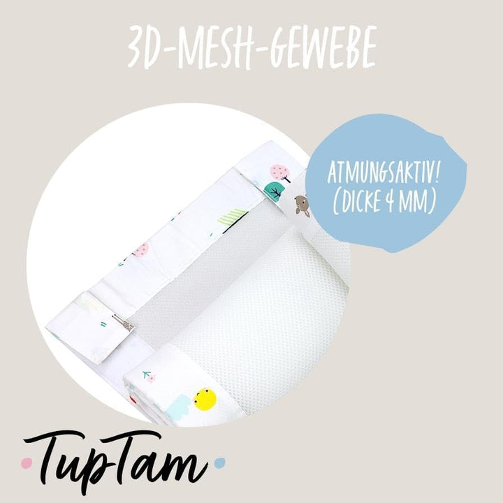 TupTam Gitterstäbe Schutz Netz Babybett Nestchen 3D Mesh 2 Pack, Farbe: Rentier, Grösse: ca. 128 x 3