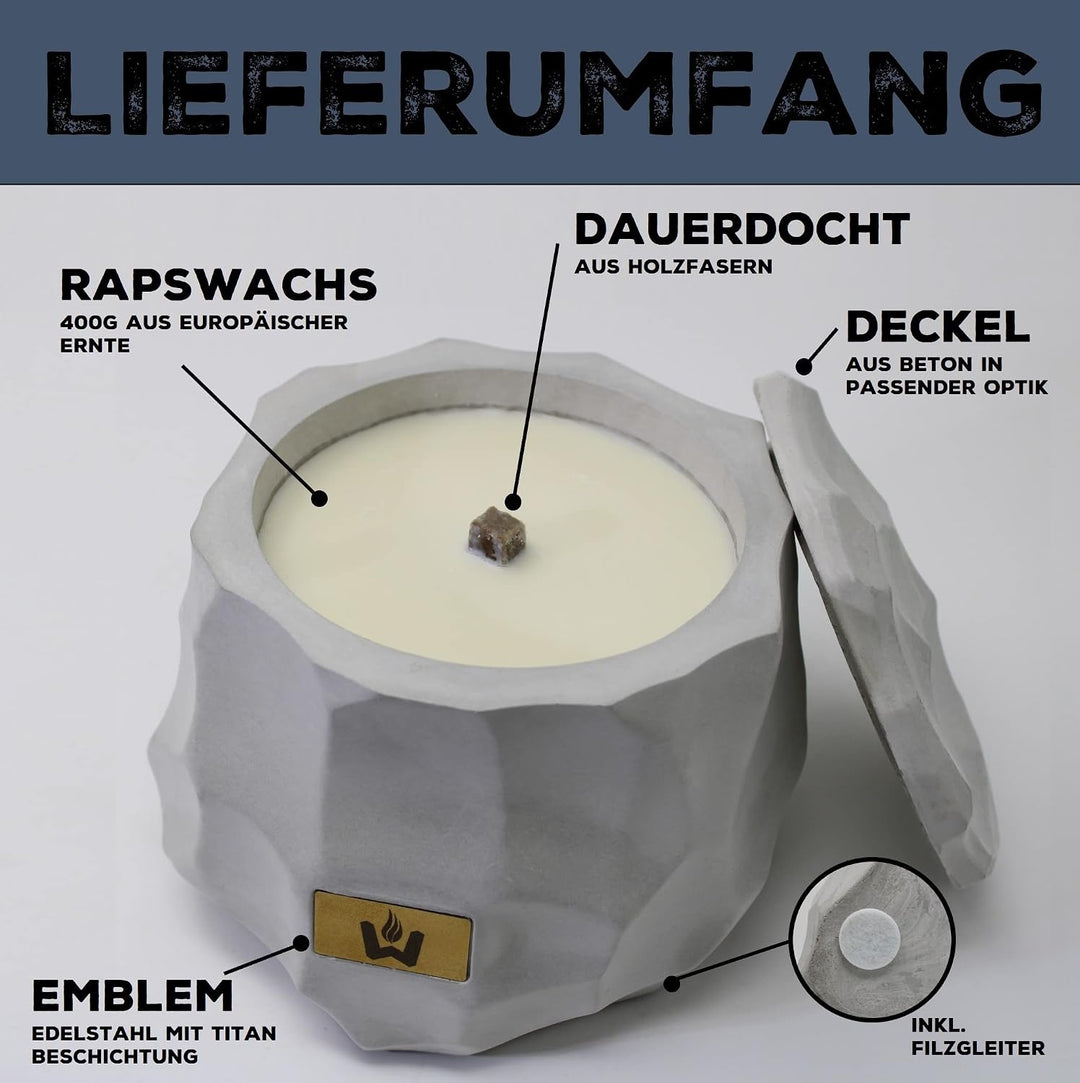 Flamestone Wachsfresser mit Dauerdocht | aus Beton made in germany | Ø16cm Outdoor Tischfeuer | Wied