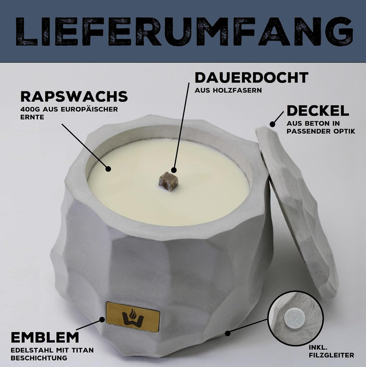 Flamestone Wachsfresser mit Dauerdocht | aus Beton made in germany | Ø16cm Outdoor Tischfeuer | Wied
