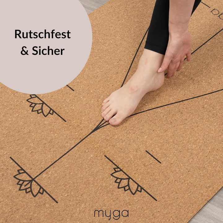 Myga XL Kork Yogamatte | 200 cm x 70 cm | Rutschfest, Wäremeregulierend & Leicht zu Tragen – 6 mm Di