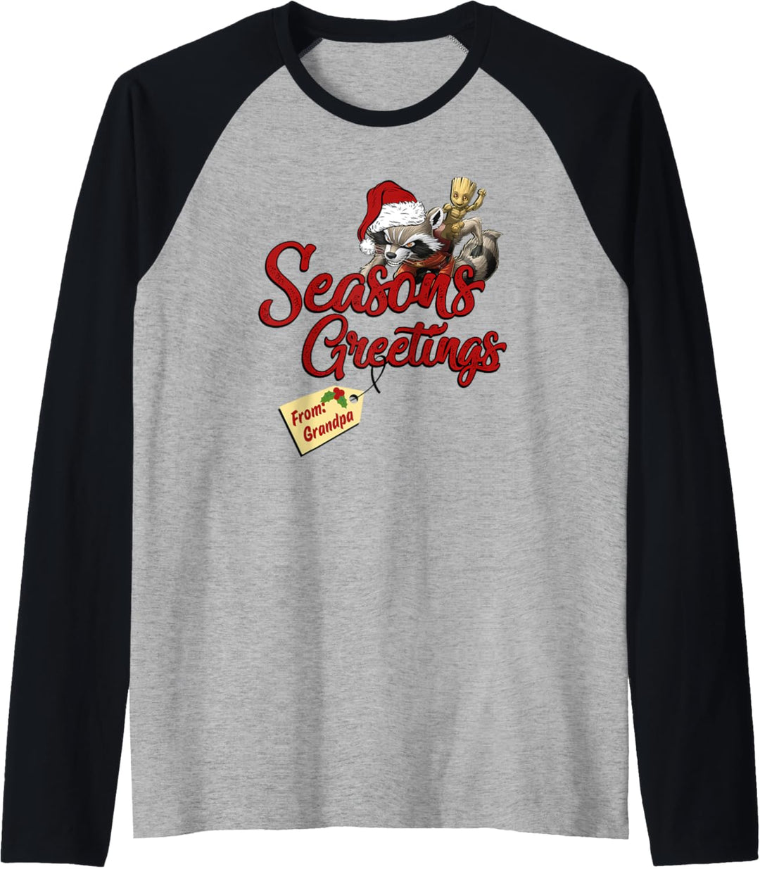 Marvel Groot Rocket Greetings From Grandpa Weihnachten Raglan