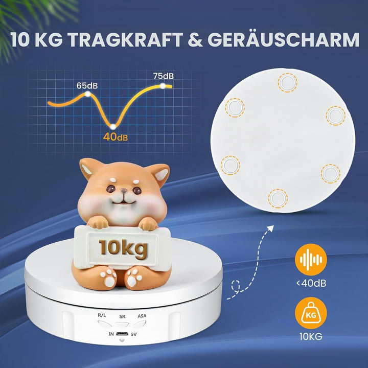 Elektrischer Drehteller, Couleeur 360° Richtung & Geschwindigkeit Einstellbar Mini Drehbarer Drehtel