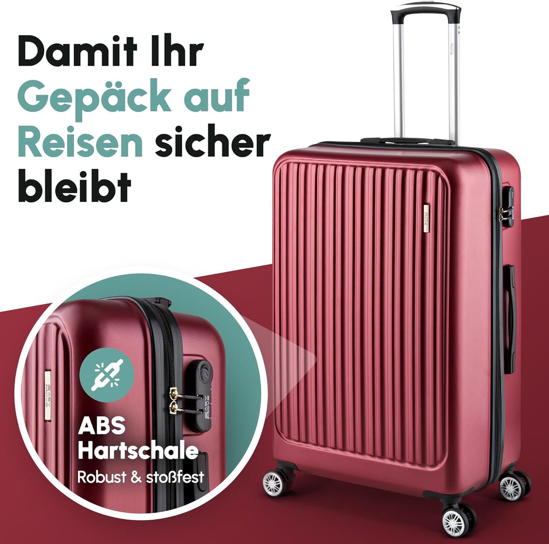 Easy Move ABS Hartschalenkoffer [ERGONOMISCH &amp; SICHER] - Grosser Trolley Koffer mit 360° Rädern, Zah