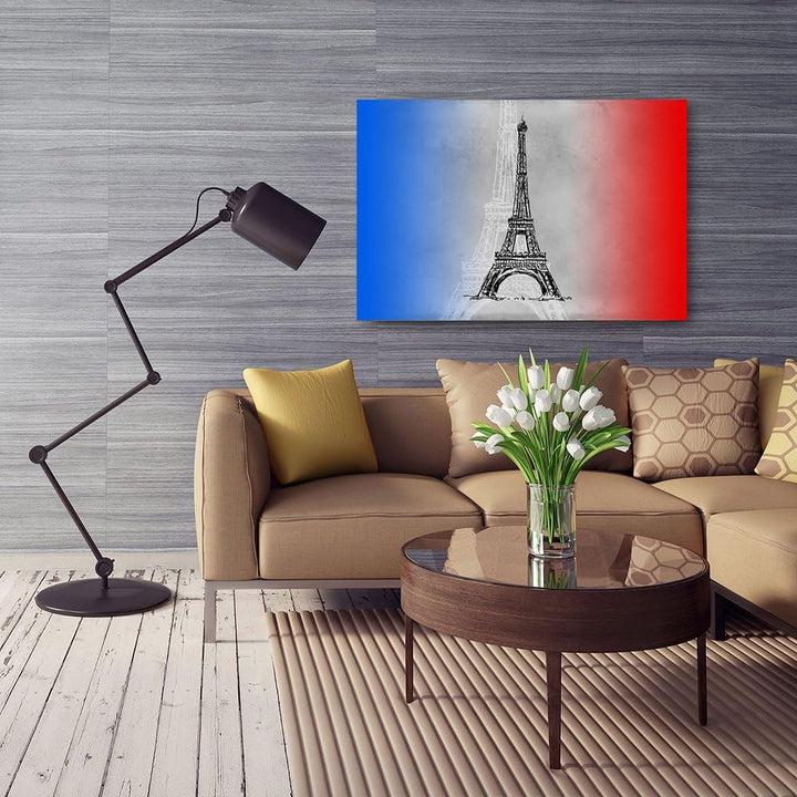 Feeby Frames, Leinwandbild, Bilder, Wand Bild, Wandbilder, Kunstdruck 60x80cm, Viva LA France, Eiffe