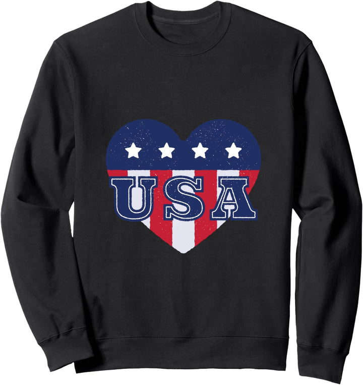 Herz mit Elementen der amerikanischen USA Flagge Sweatshirt