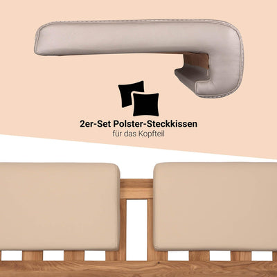Staboos 2er Set Leder Polsterkissen, Steckkissen für Bettkopfteil zum einhängen, Rückenlehne für Bet