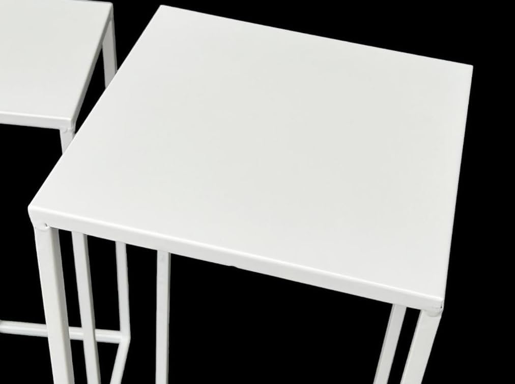 DanDiBo Blumenhocker Metall Weiss Eckig Blumenständer Beistelltisch 96482 3er Set Blumensäule Modern