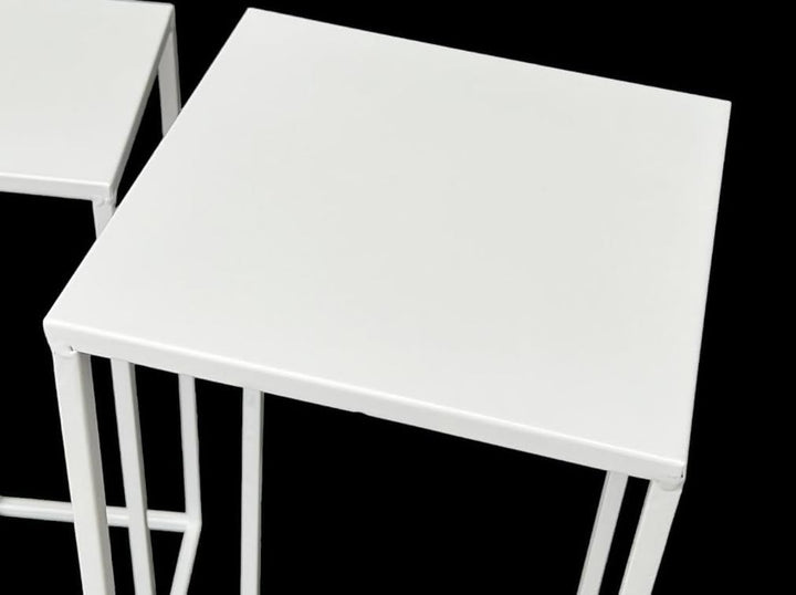 DanDiBo Blumenhocker Metall Weiss Eckig Blumenständer Beistelltisch 96482 3er Set Blumensäule Modern