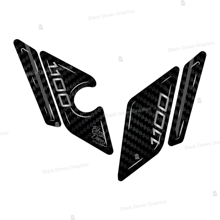 Black Doves Graphics 3D-Aufkleber aus Harz kompatibel mit Kawasaki Z1100 2026 (BK1) | Made in Italy