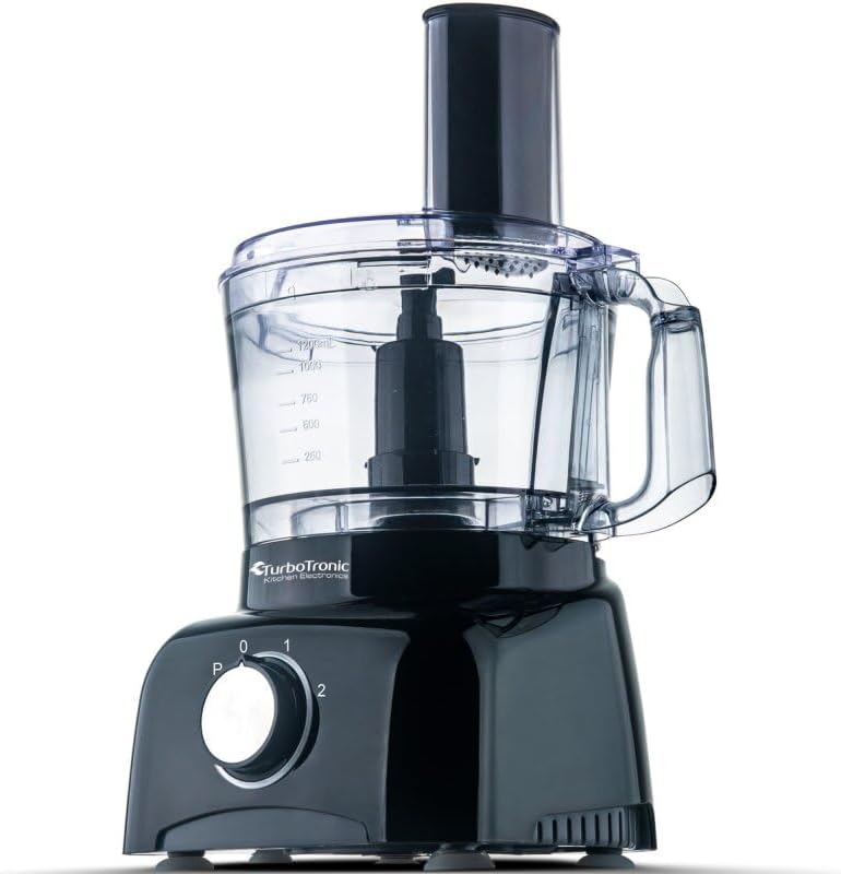 TurboTronic/Food Processor / 1,2L mini small/schwarz/Küchenmaschine mit Mixer, Raspelscheiben, Zitru