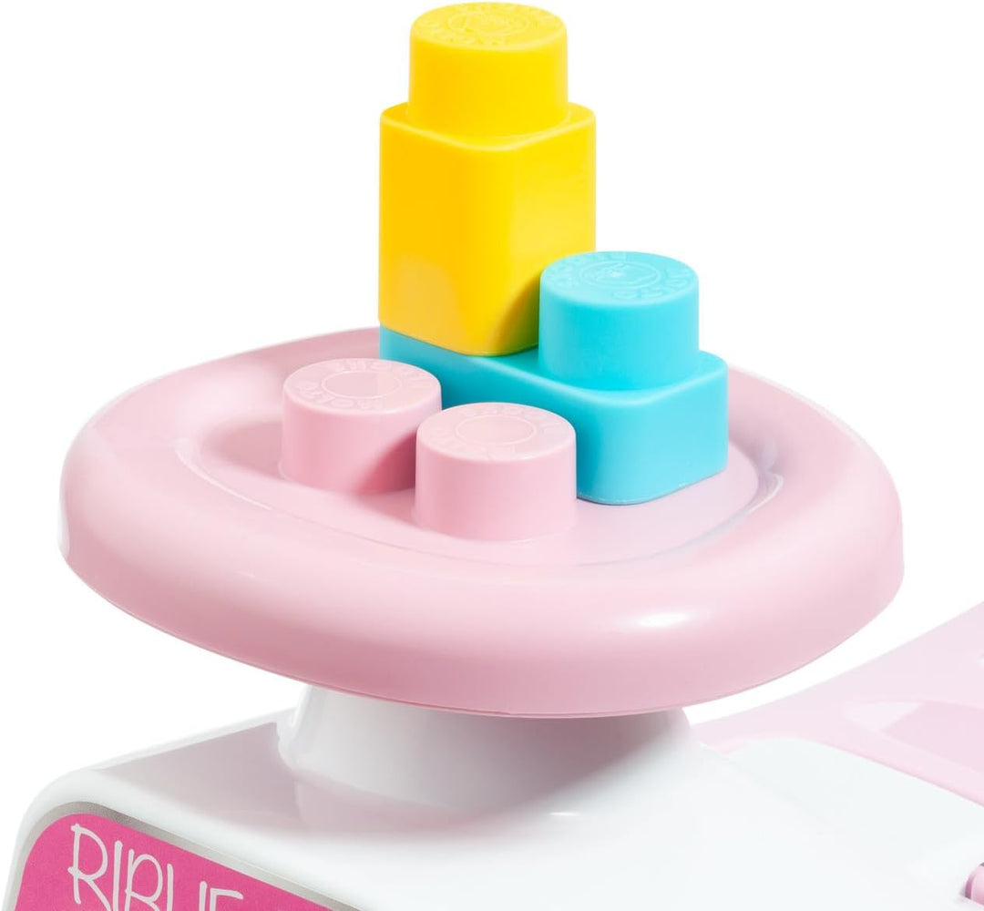 MOLTÓ | RIBLIE GO Lauflernwagen Rose mit 10 Blöcken | 2 in 1 Lauflernwagen und Aufsitzfahrzeug | För