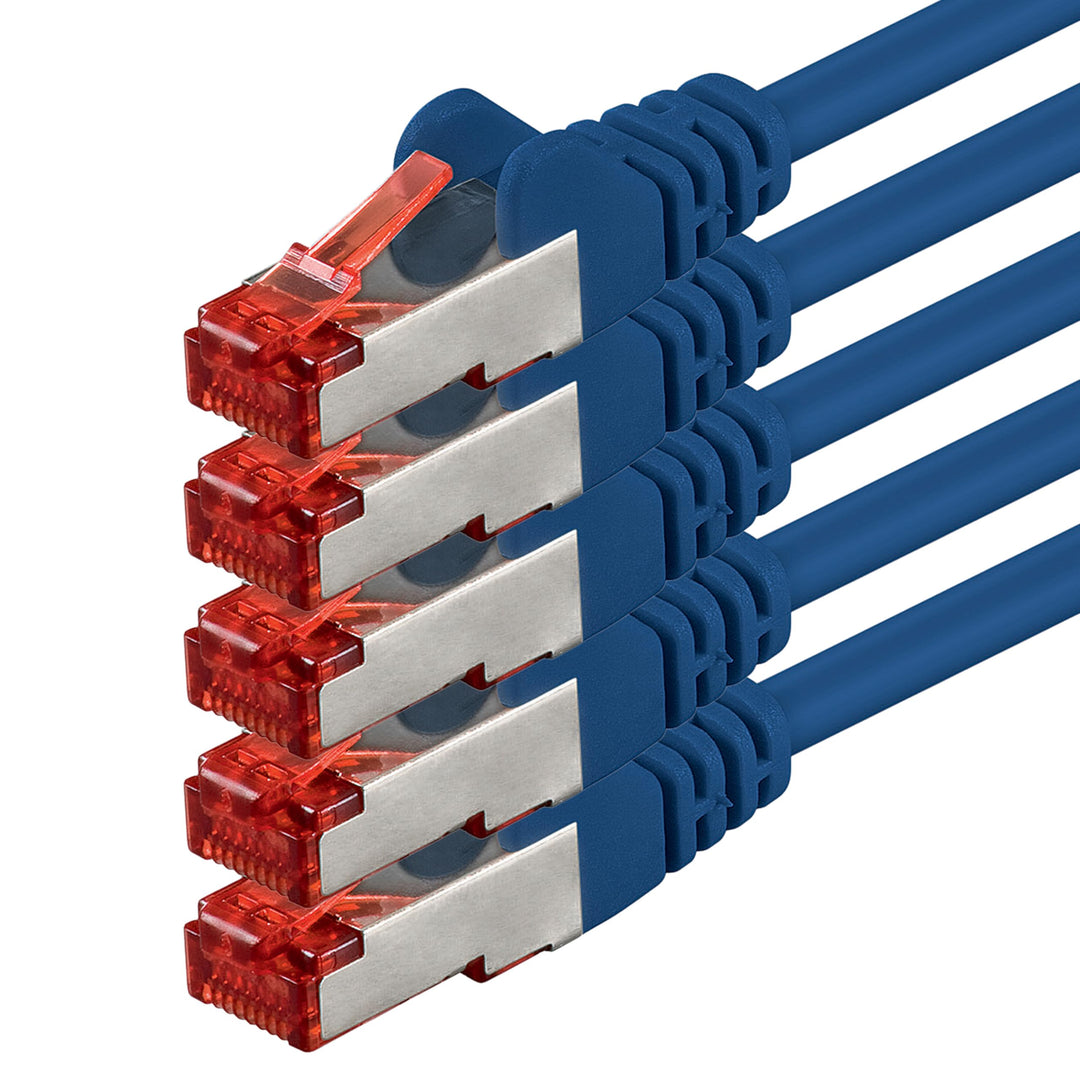 1aTTack.de 5x 3m - Cat 6 Netzwerk-Kabel Patch-Kabel Cat6 RJ45 SFTP - Blau 3,0 Meter Blau, 3,0 Meter
