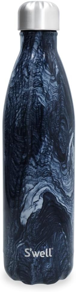 S'well Wiederverwendbare Trinkflasche aus Edelstahl, 750 ml, Azurit-Marmor, dreifach isolierte und a