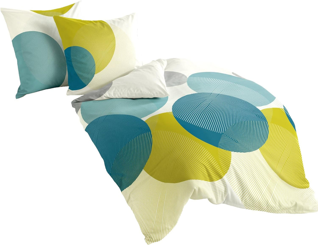 Bierbaum Bettwäsche 6155, Mako-Satin, Designed in Germany, petrol 20, 200x200 + 2x80x80 cm, fürs Dop