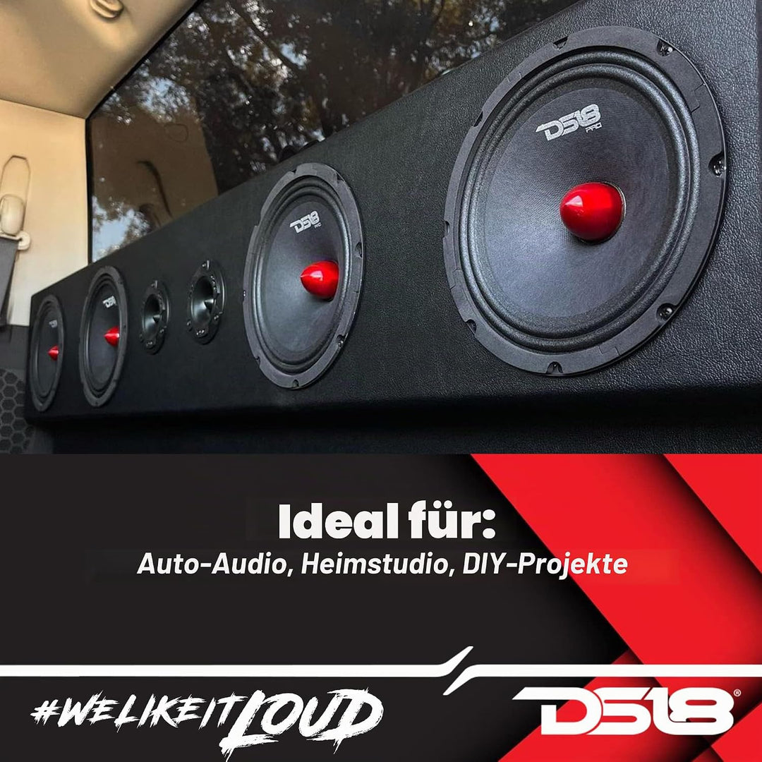 DS18 Car Midrange Speaker 8" Inch 660w Watt 4Ohm Bass Loudspeaker PRO-GM8.4B Bullet 8-Inch 4-Ohms, B
