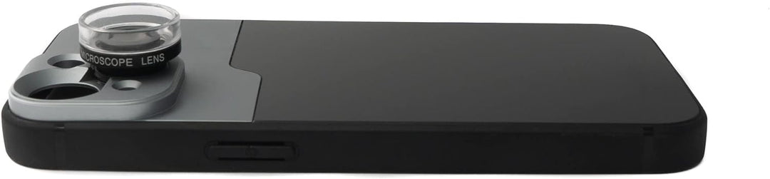 SYSTEM-S Makro Linse 30x Mikroskop Filter mit Hülle in Schwarz für iPhone 13