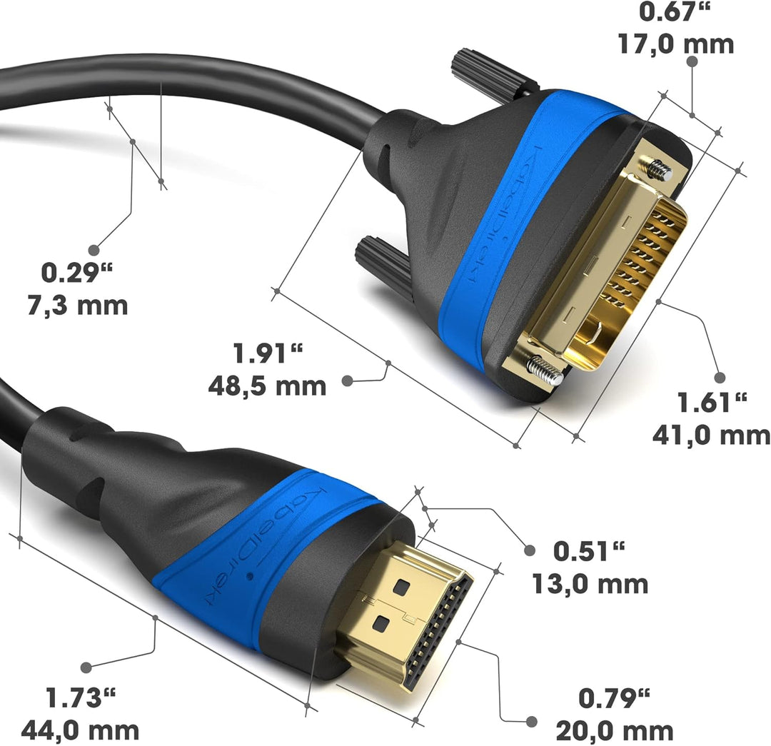 KabelDirekt – HDMI DVI Adapter Kabel – 10x 1,5m – in Deutschland entwickelt (bi-direktionales DVI-D