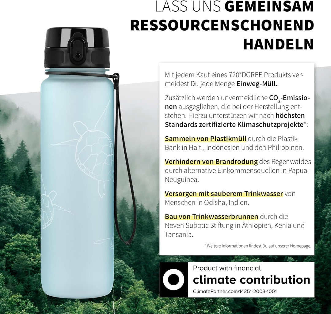720°DGREE Trinkflasche 1l mit Motiv “uberBottle“ +Sieb - Auslaufsicher, Leicht, BPA-Frei, Bruchsiche