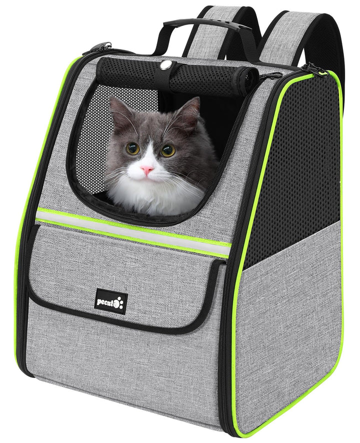 pecute Katzenrucksack Haustier Rucksack mit Netzfenster, Tragbare und Faltbare Katzentasche, Atmungs