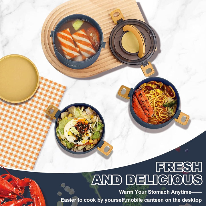 2200 ml Lunchbox aus Edelstahl Dreilagiges,Lunchbox mit unterteilung fächern, Silikondichtring und a