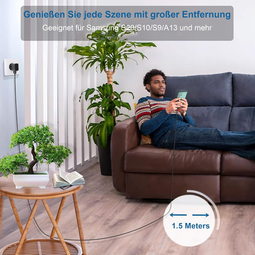 3er-Pack 15W USB Ladegerät, Schnellladegerät Handy Netzteil Stecker mit 1,5M Ladekabel Typ C für Sam