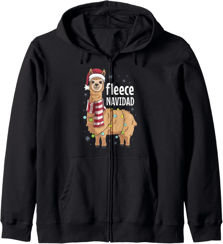 Vlies Feliz Navidad lustiges niedliches Lama-Weihnachtst Kapuzenjacke