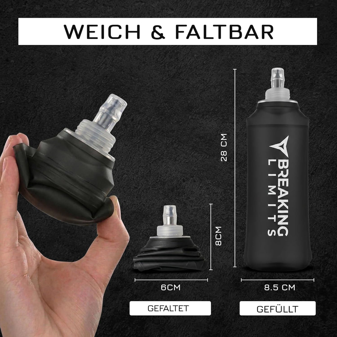 BREAKING LIMITS Soft Flask 500ml - Trinkflasche Faltbar - Faltbare Softflask für Laufweste, Laufen &