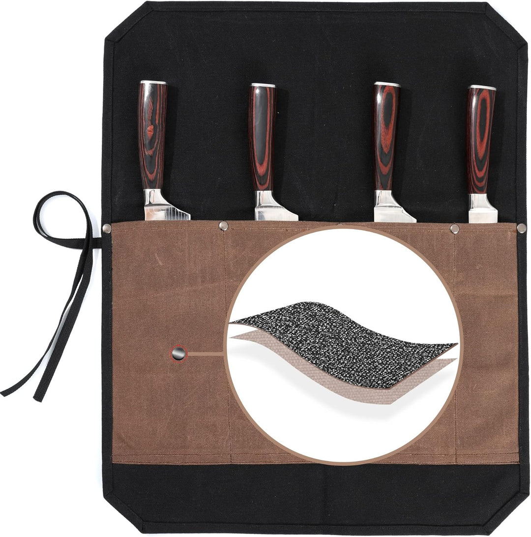 Kaaltisy Kochmesser Roll, 16OZ gewachstes Segeltuch, Messertasche mit professionellem schnittfestem