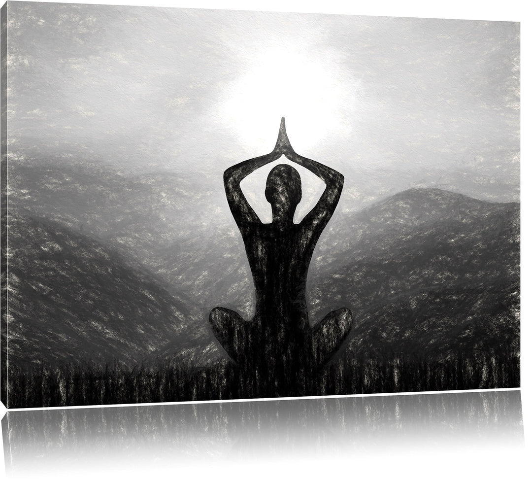 Pixxprint Yoga und Meditation als Leinwandbild/Grösse: 100x70 / Wandbild/Kunstdruck/fertig bespannt,