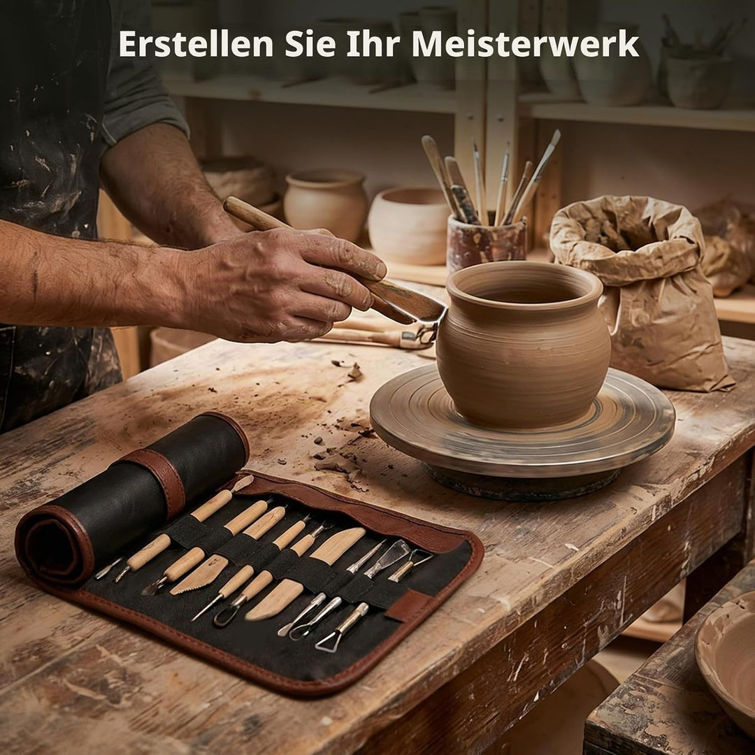 30 Stück Modellierwerkzeug Set,Töpferwerkzeug mit Aufbewahrungsbeutel aus Oxford-Gewebe,Ton Werkzeug