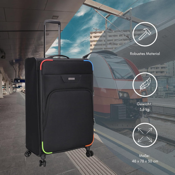 Kenorada Reisetrolley SoftLITE 4w | Koffer aus strapazierfähigem Polyester | Leichter Trolley mit Vi