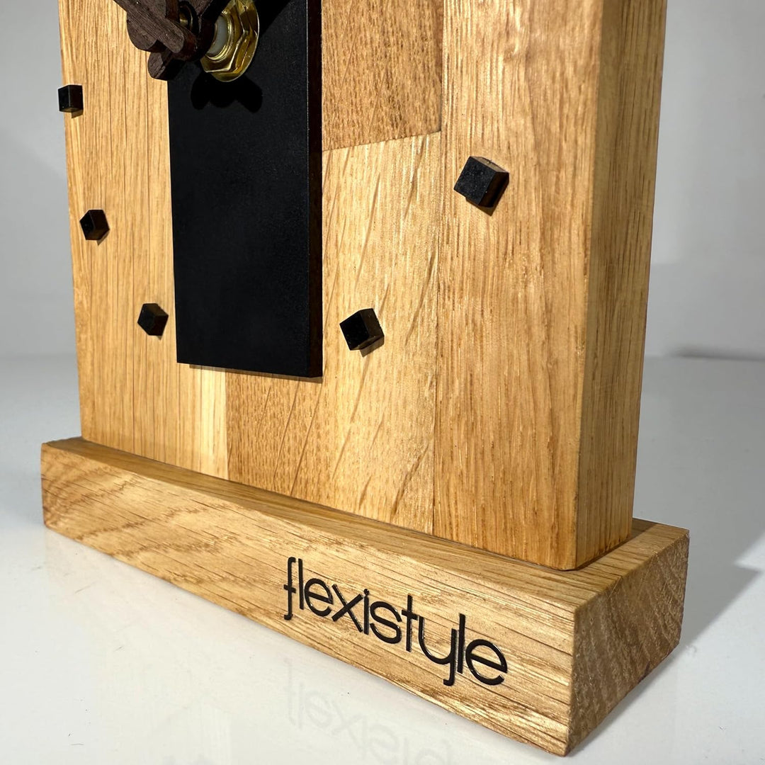 FLEXISTYLE Modern standuhr klein aus Holz Eiche Wohnzimmer Badezimmer (Style 11), Style 11