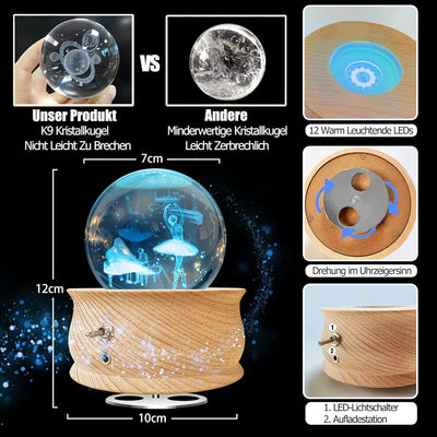 Wholede Kristallkugel Spieluhr, Hölzerne Spieluhren, Automatischer Farbwechsel Schneekugel, RGB Proj
