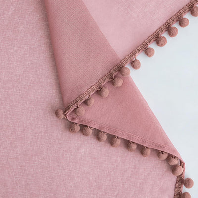 MIULEE Gardinen mit Pompons-Hübsche Altrosa Transparent Gardinen für Kinderzimmer Mädchen, 2 Stücke