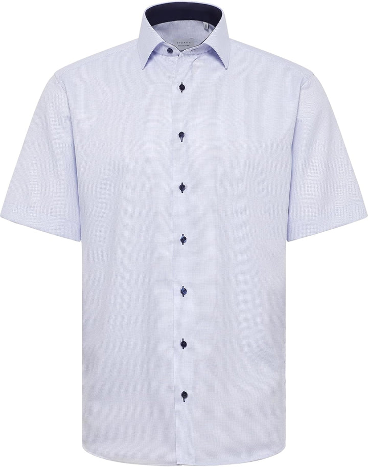 ETERNA Herren strukturiertes Baumwoll-Kurzarmhemd MODERN FIT 38 Hellblau, 38 Hellblau
