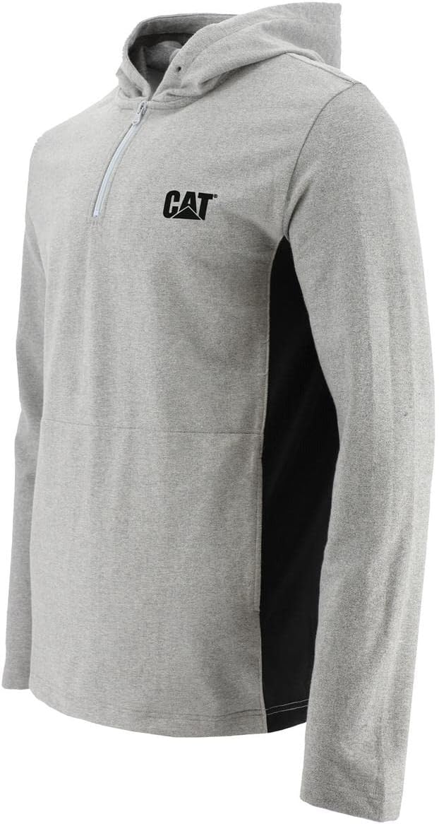 Caterpillar CAT Workwear Herren Coolmax Kapuzenpullover mit Viertelreissverschluss S Grau Meliert, S
