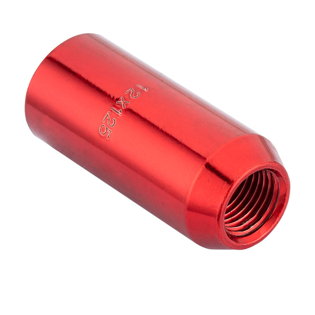20 Stück Kegel 60° 45mm Schmal Sechskantschlüssel Stahl Lug Nuts M12 x 1,25 Radmuttern (Rot), rot