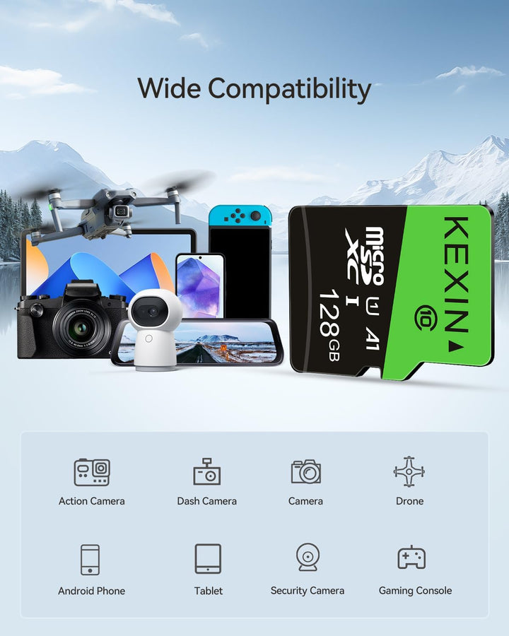 KEXIN Micro SD Karte 128GB 6er Pack, Speicherkarte MicroSDXC Mini SD Karte (A1 C10 U1 4K) Micro SD C